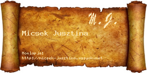 Micsek Jusztina névjegykártya